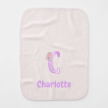 Personalised Floral Letter C Burp Cloth