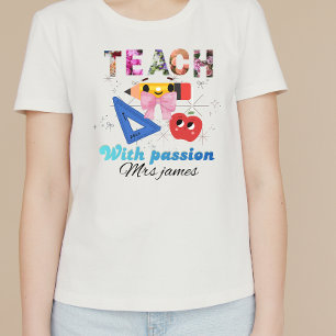 Personalised floral letter coquette bow teacher  T-Shirt