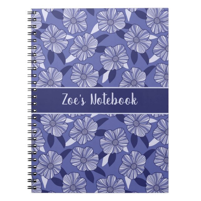 Personalised Floral Line Art Name Notebook (Front)