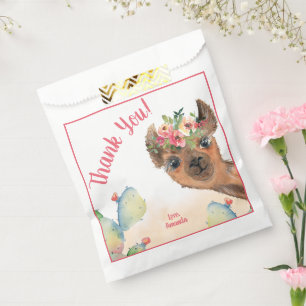 Personalised Floral Llama Birthday Favour Bags
