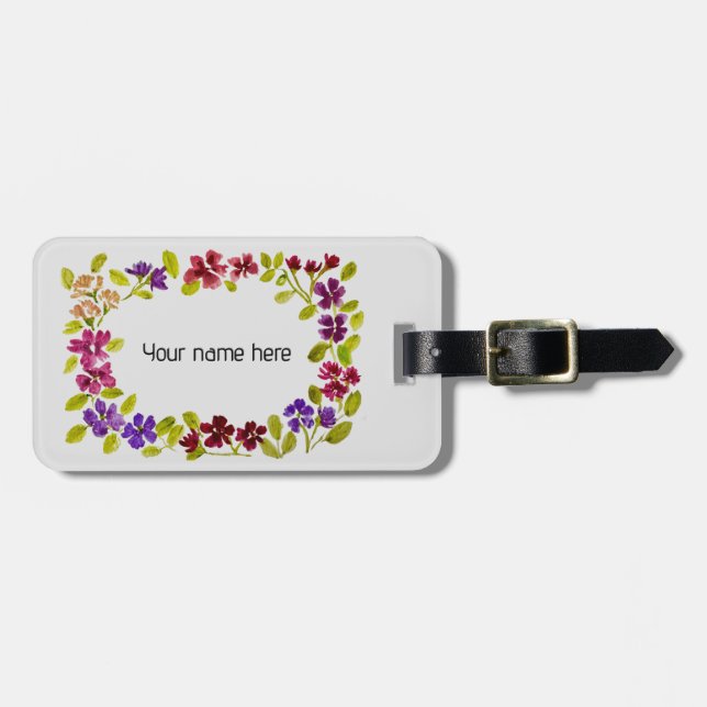 Personalised floral  luggage tag (Front Horizontal)