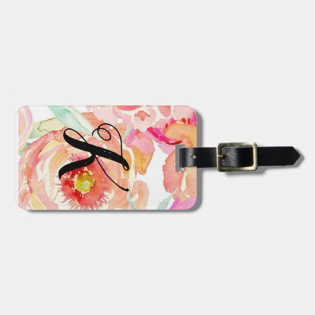 Personalised Floral Luggage Tage Luggage Tag (Front Horizontal)