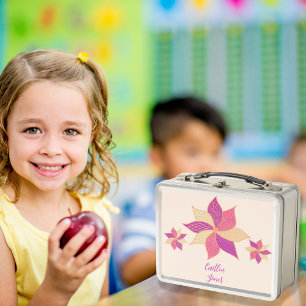Personalised Floral Lunchbox – Pink Metal Lunchbox