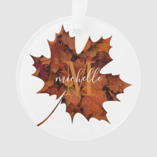 Personalised Floral Monogram Autumn Maple Leaf Ornament