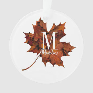 Personalised Floral Monogram Autumn Maple Leaf Ornament