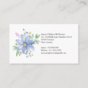 Personalised Floral Monogram Blue Wildflowers Business Card