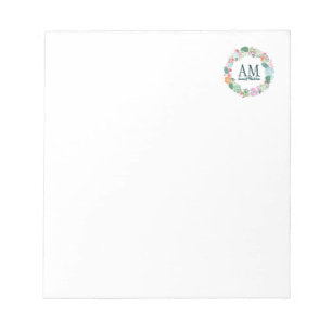 Personalised Floral Monogram Cheery Flowers Notepad