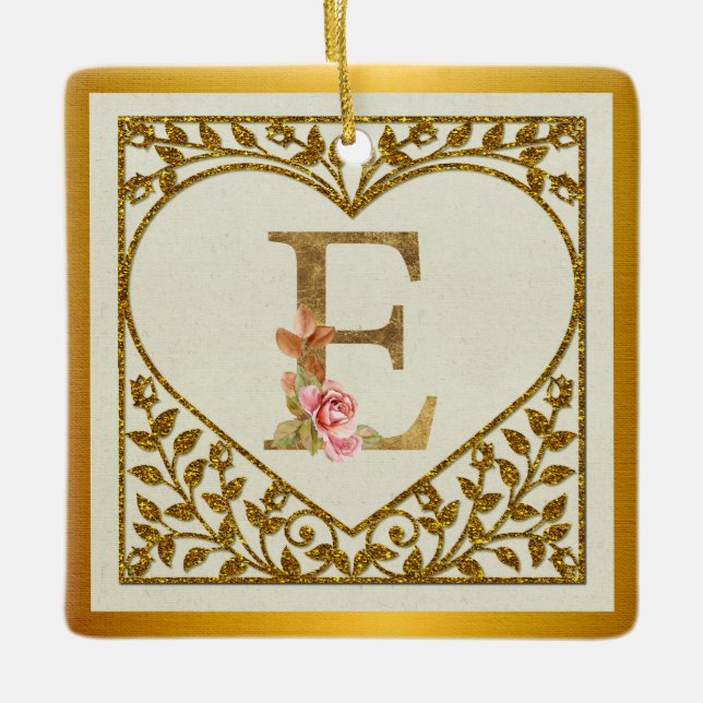 Personalised Floral Monogram, From A to Z  Ceramic Ornament (Front)