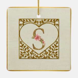 Personalised Floral Monogram, From A to Z  Ceramic Ornament