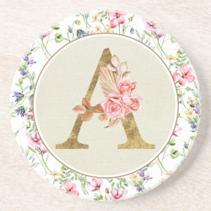 Personalised Floral Monogram, From A to Z Coaster