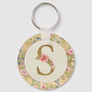 Personalised Floral Monogram, From A to Z  Key Ring
