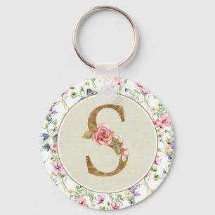 Personalised Floral Monogram, From A to Z  Key Ring