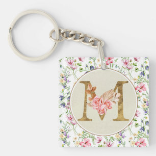 Personalised Floral Monogram, From A to Z  Key Ring