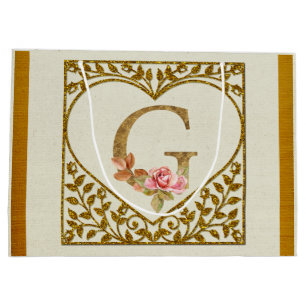 Personalised Floral Monogram, From A to Z Large Gift Bag