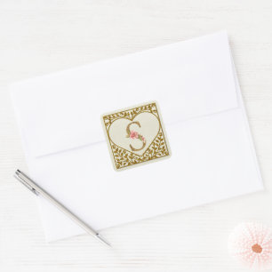 Personalised Floral Monogram, From A to Z  Square Sticker