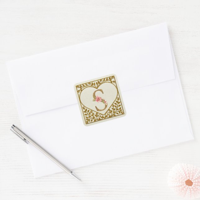 Personalised Floral Monogram, From A to Z  Square Sticker (Envelope)