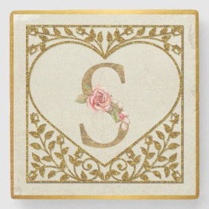 Personalised Floral Monogram, From A to Z  Stone Coaster