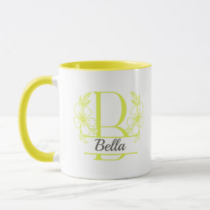 Personalised Floral Monogram Letter B Mug - Custom