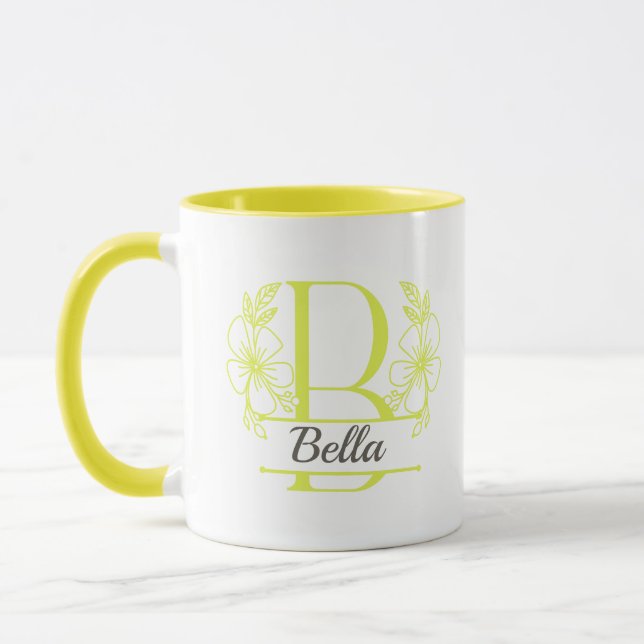 Personalised Floral Monogram Letter B Mug - Custom (Left)