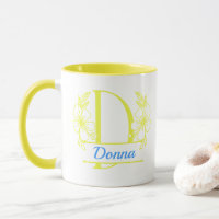 Personalised Floral Monogram Letter D Mug - Custom