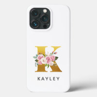 Personalised Floral Monogram Letter K Name
