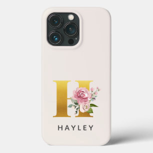 Personalised Floral Monogram Letter M Name iPhone 13 Pro Case