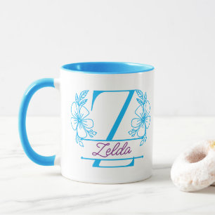 Personalised Floral Monogram Letter Z Mug - Custom