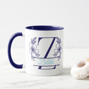 Personalised Floral Monogram Letter Z Mug - Custom