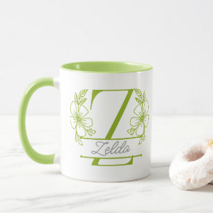 Personalised Floral Monogram Letter Z Mug - Custom
