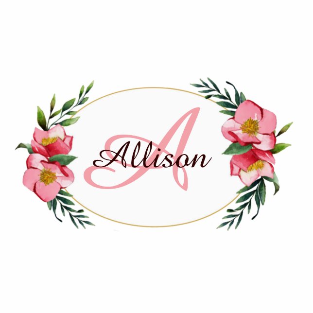 Personalised floral monogram magnet photo sculpture magnet (Front)