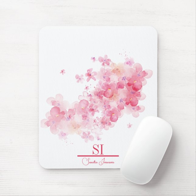 Personalised Floral Monogram Mousepad|Personalised Mouse Mat (With Mouse)