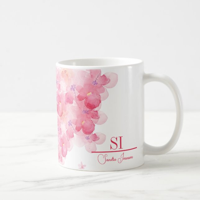Personalised Floral Monogram Mug | Custom Initials (Right)