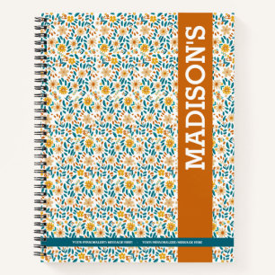 Personalised Floral Monogram & Name  Notebook