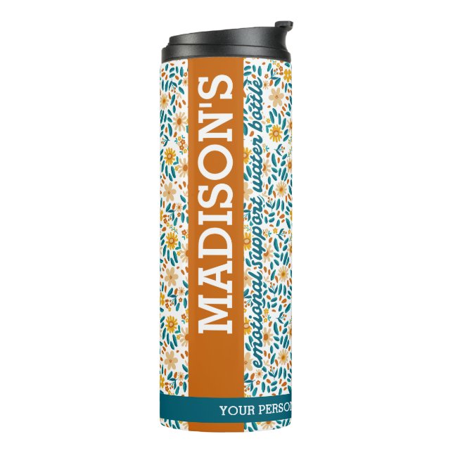 Personalised Floral Monogram & Name Water Tumbler (Rotated Left)