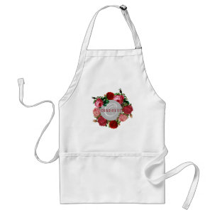 Personalised Floral Monogram Name White Standard Apron