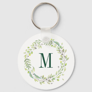 Personalised Floral Monogram Summer Foliage Key Ring