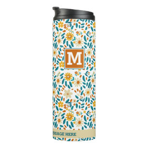 Personalised Floral Monogram Thermal Tumbler