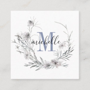 Personalised Floral Monogram Wildflower Foliage Square Business Card