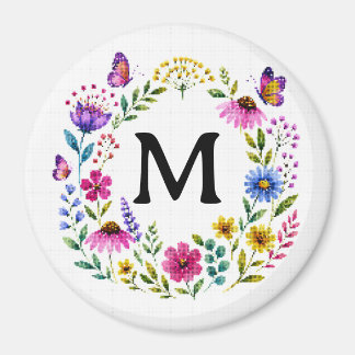 Personalised Floral Monogram Wreath Magnet