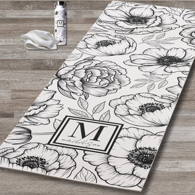 Personalised Floral Monogram Yoga Mat (Personalized Floral Monogram Yoga Mat)