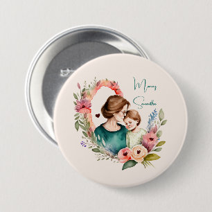 Personalised Floral Mother and Daughter Son 7.5 Cm Round Badge