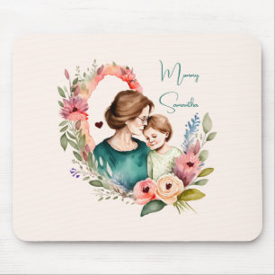Personalised Floral Mother and Daughter Son Mouse Mat