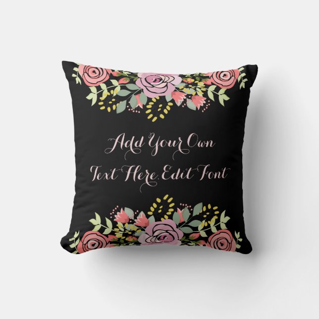 Personalised floral motivational quote cushion (Front)