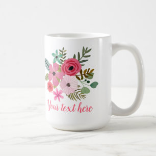 Personalised floral mug Flower bouquet gift idea