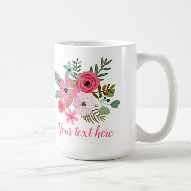 Personalised floral mug Flower bouquet gift idea (Right)