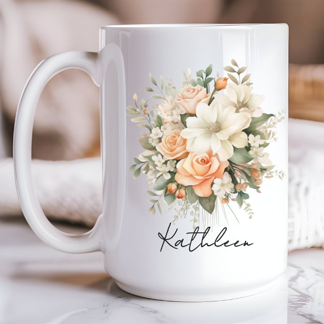 Personalised Floral Mug, Gift for Women & Moms Mug ( personalized name mug, flowers mug, birthday gift for women, Mother’s Day gift, mom mug, bridesmaid)