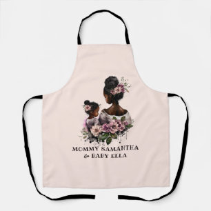 Personalised Floral Mum and Baby (2) Apron