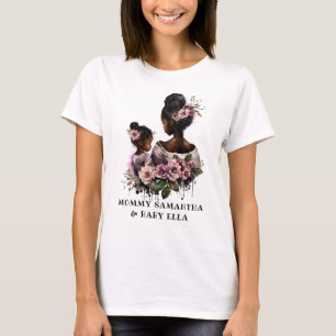 Personalised Floral Mum and Baby (2) T-Shirt