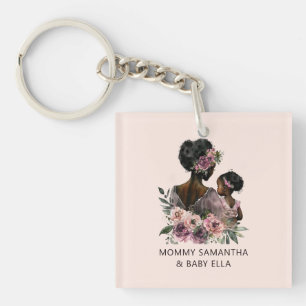 Personalised Floral Mum and Baby Key Ring