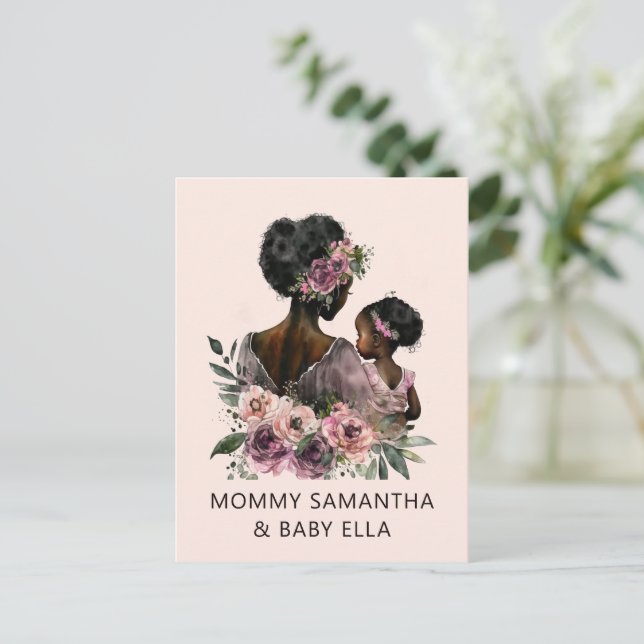 Personalised Floral Mum and Baby Postcard (Standing Front)